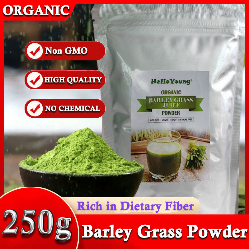 HelloYoung Barley grass official store Organic Barley Grass Powder original 250g Non-GMO, Finely Ground Whole Dried Young Leaves