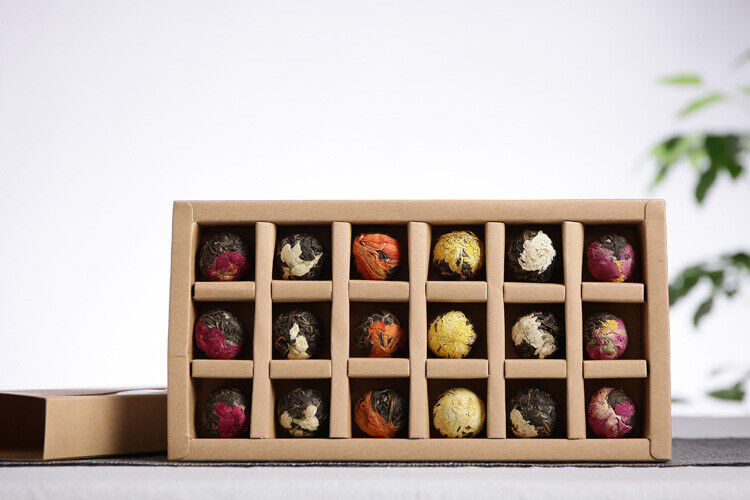 HelloYoung Yunnan Pu'er tea rose jasmine tea dragon pearl peony flower ball 6 flavors 18pcs