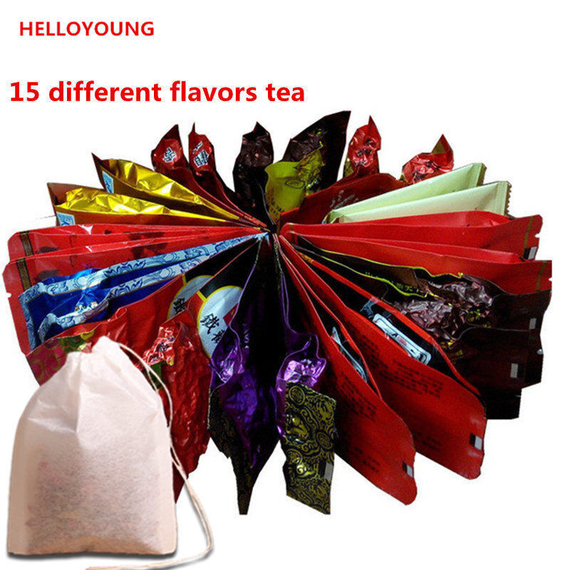HelloYoung Dahongpao Black Tea Milky Oolong Tea Tieguanyin Green Tea 15 Bags Kinds of Tea