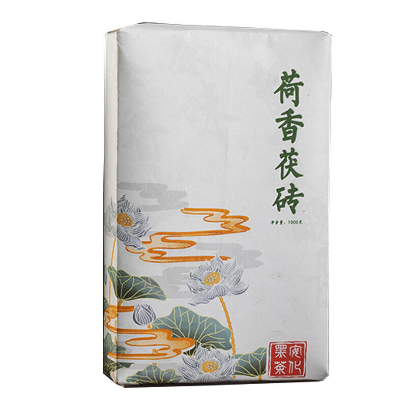 HelloYoung 1Kg Hunan Anhua Black Tea Golden Flower Porcelain Brick Tea Hand-built Raw Tea