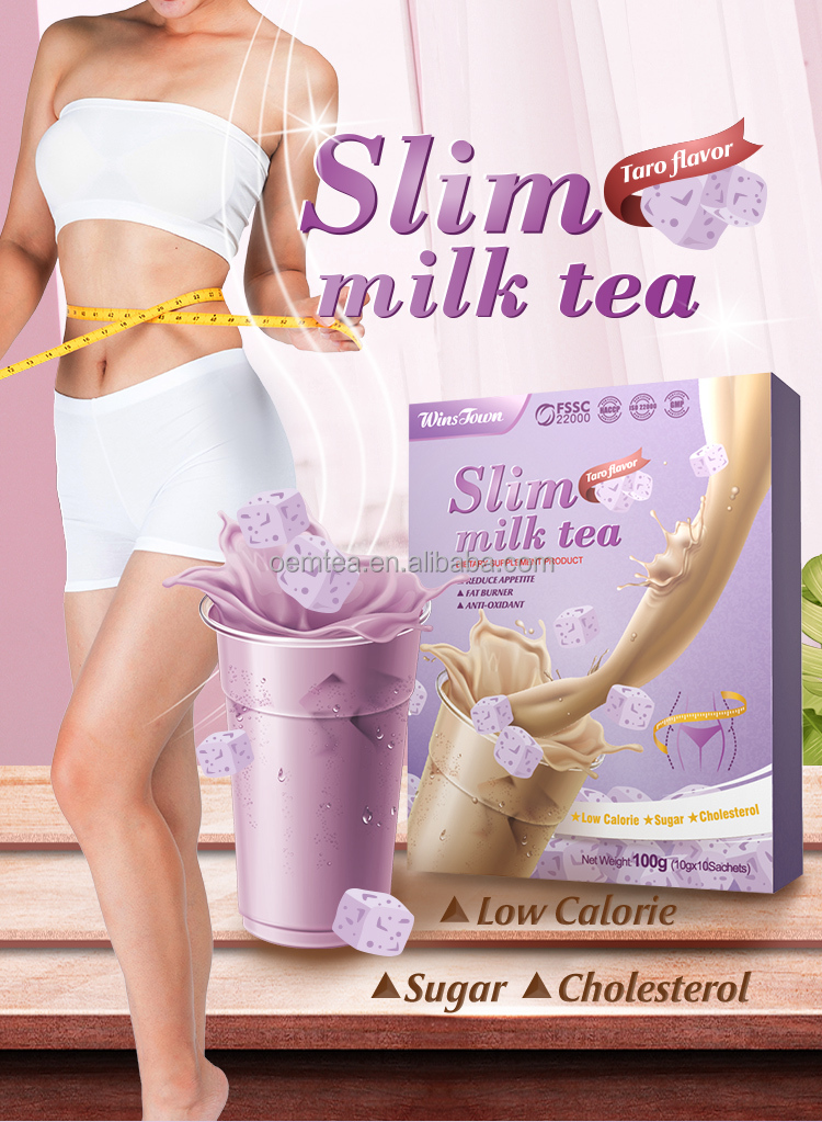 Slim Milk Tea Taro Flavor Powder Sliming Weight Loss Fat Burner Tea 100g/3.52oz