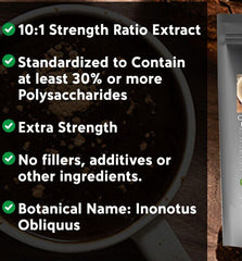 Chaga Mushroom Powder Inonotus Obliquus 8.8oz - Pure Non-Gmo Chaga Extract