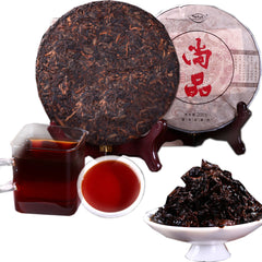 HelloYoung Pu erh Cooked Tea Yunnan Brown High Mountain Ecological Ripe Puer Tea Cake 200g