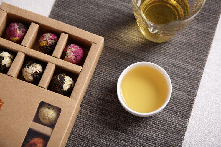 HelloYoung Yunnan Pu'er tea rose jasmine tea dragon pearl peony flower ball 6 flavors 18pcs