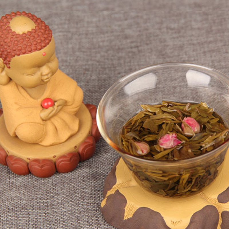 HelloYoungRose herbal tea 500g Chinese handmade puer tea raw Pu er old trees pu'er cha min