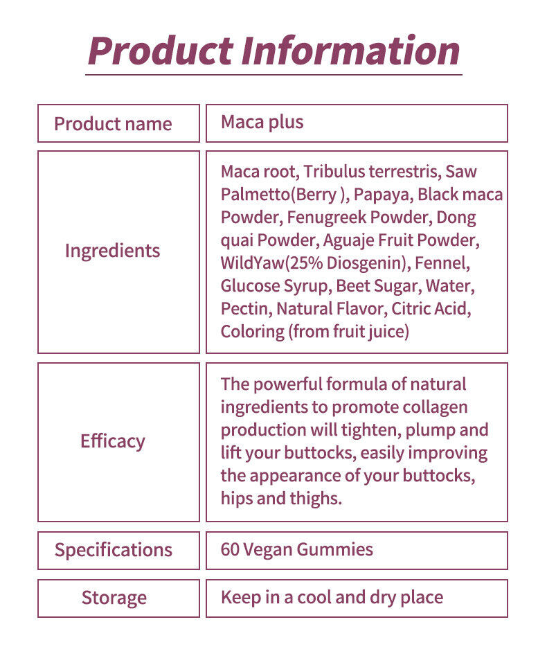 100% Natural Maca Root Plus Butt Firming BBL-Gummies for Butt Hips Enlargement