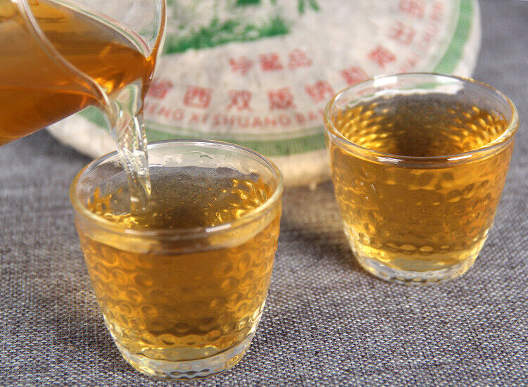 HelloYoung Puerh Green Tea Pu-Erh Tea Pressing Process Cha Pu'er Tea Cake Craft Tea 357g