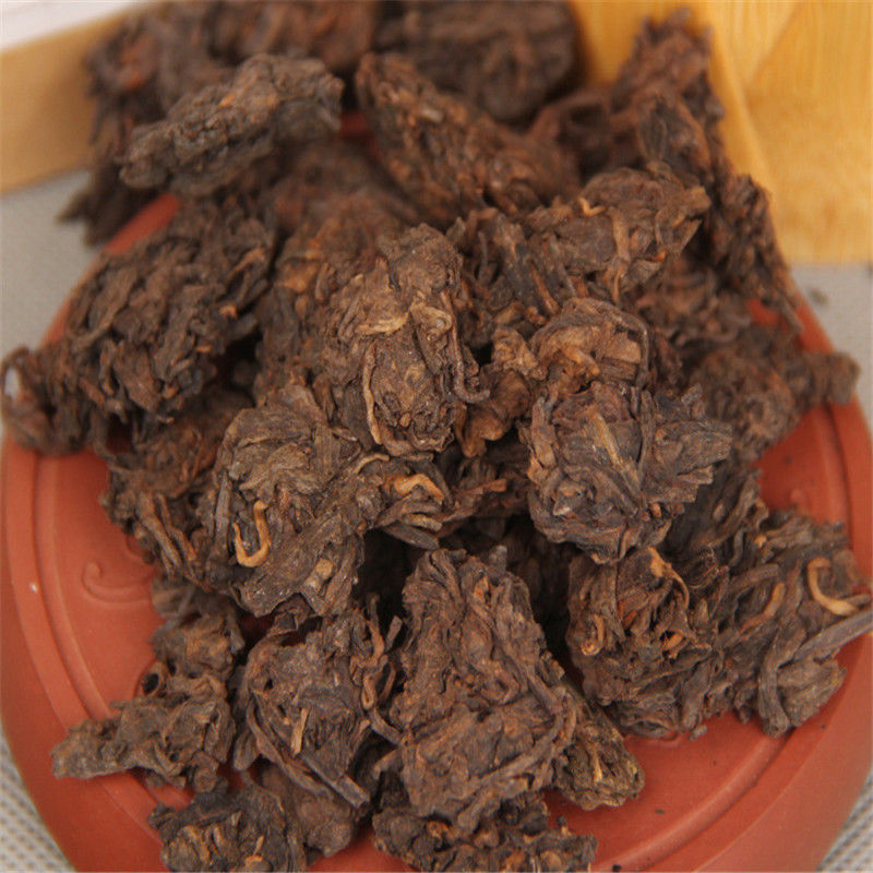 HelloYoungChina puer tea ripe tea 10 yrs old Pu-erh tree nature golden bud fully fermented