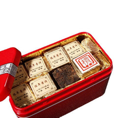HelloYoung Small Square Brick Tea Natural Pu-Erh In Iron Box Health Care Black Tea 250g