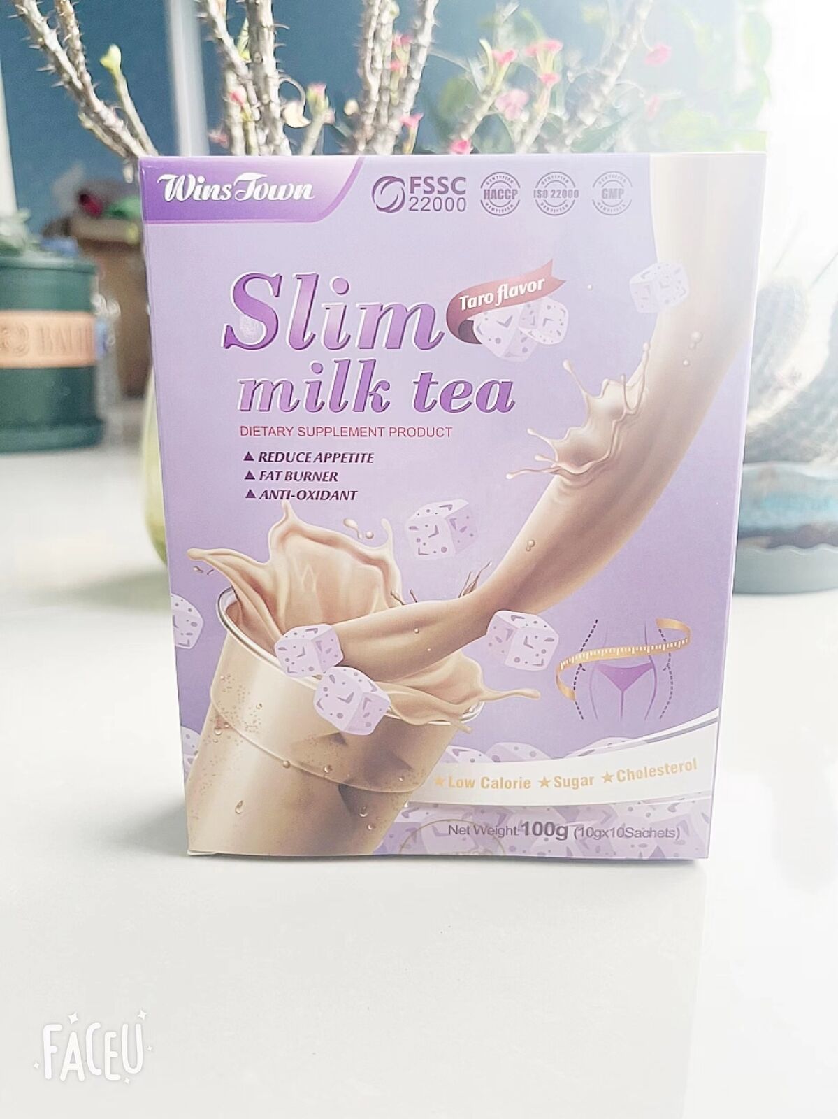 Slim Milk Tea Taro Flavor Powder Sliming Weight Loss Fat Burner Tea 100g/3.52oz