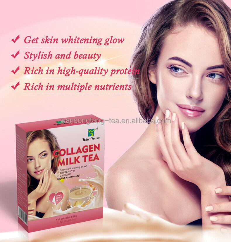 Private Label Collagen Milk Tea Glow Beauty Women Skin Whitening Tea 10g*10bags