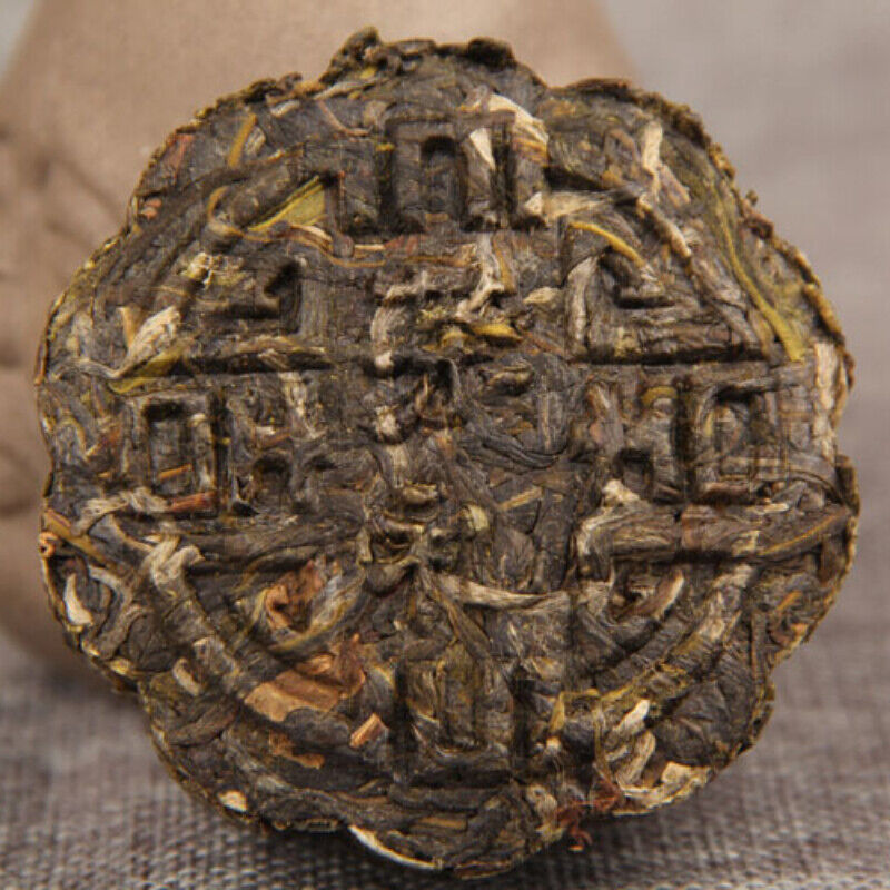 Moon Round Green Food  Puerh Tea Moon Cake Flower Good 100g/3.52oz Pu'er Raw Tea