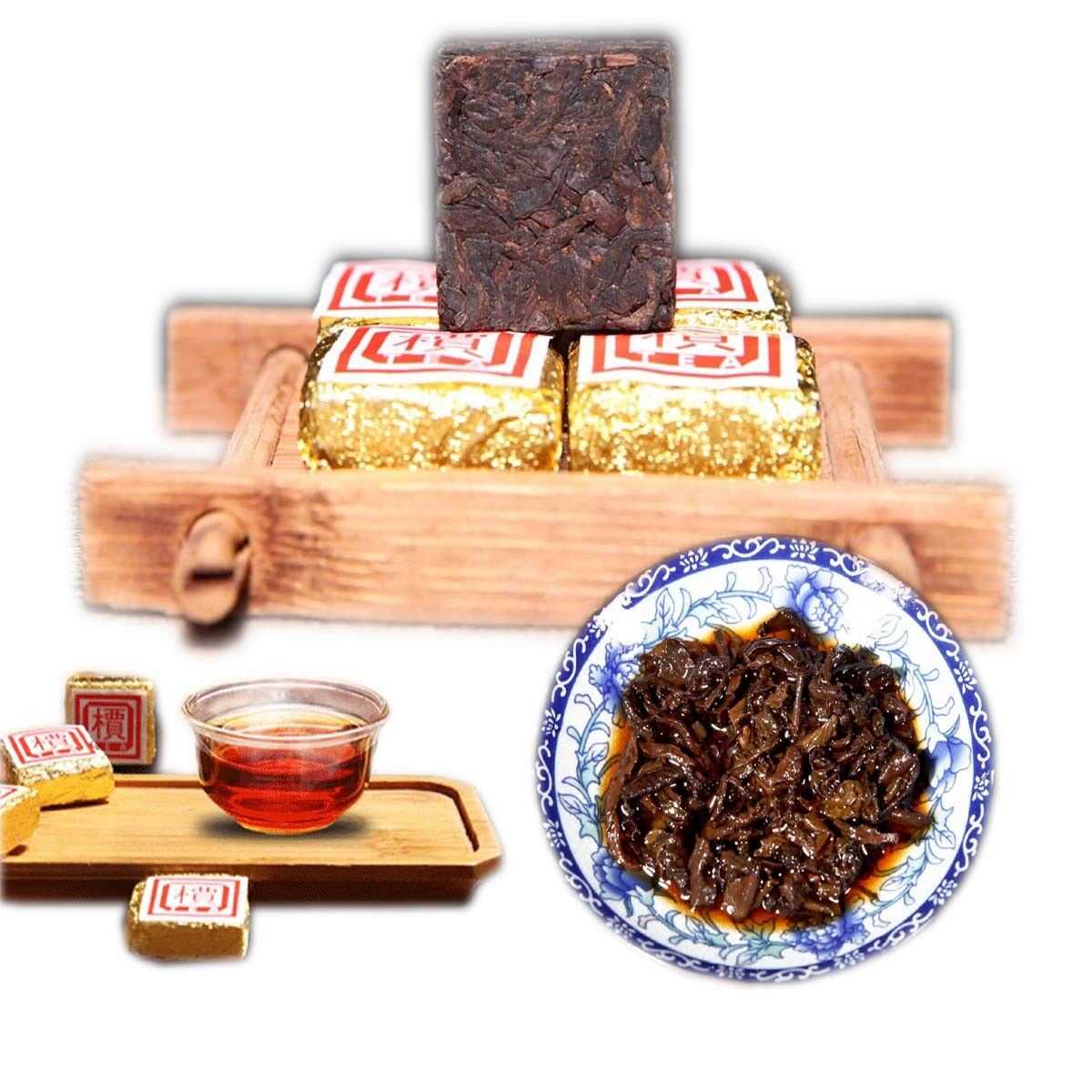 HelloYoung 50g-500g Yunnan Bulk Ripe Puerh Tea Bohai Square Mini Puer Tea Brick Tea 1Pc/Cup