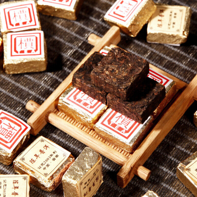 HelloYoung Small Square Brick Tea Natural Pu-Erh In Iron Box Health Care Black Tea 250g