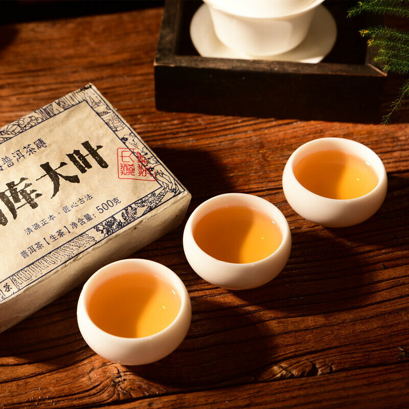HelloYoung Premium Ancient Tree Green Tea Big Leaf Cha Tea Brick Yunnan Old Pu-Erh Tea 500g