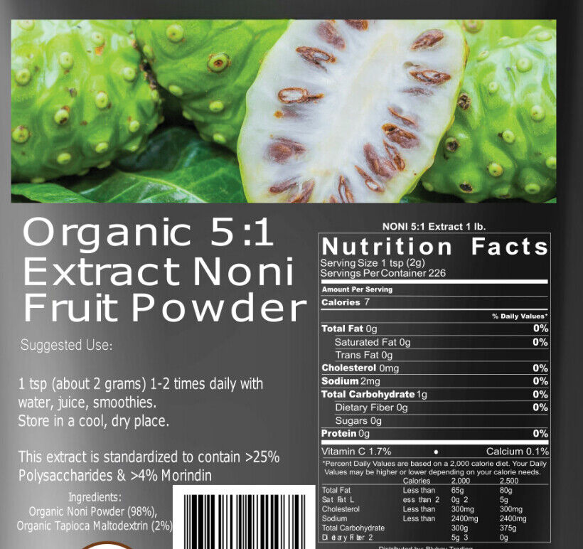 1.1 lb Organic Noni Fruit Powder 5:1 Extract Pure 17.6 oz Free Shipping