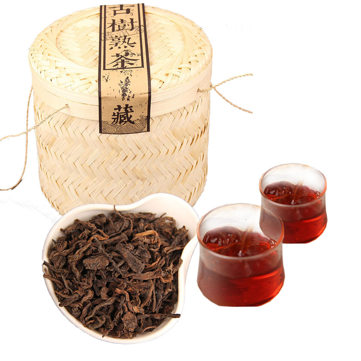 HelloYoung Ancient Tree Bamboo Basket Packing Spring Puer Tea Ripe Puerh Tea Loose Tea 800g