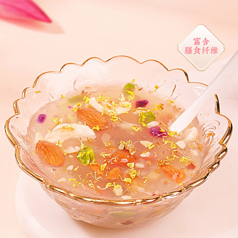 老金磨方桂花坚果藕粉羹玫瑰营养早餐莲藕粉Osmanthus rose nutritious breakfast lotus root powder health