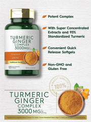 Turmeric Curcumin & Ginger Complex 3000mg | 120 Softgels | by Carlyle