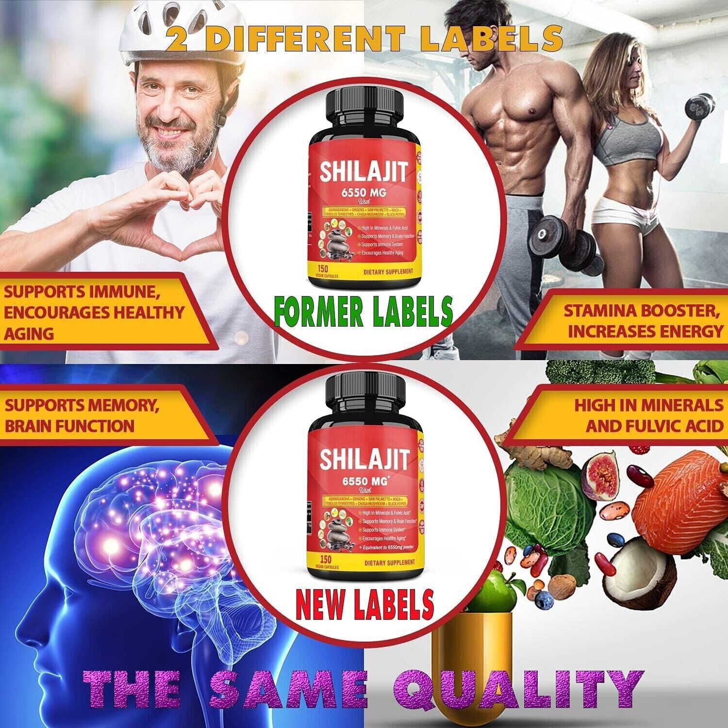 SHILAJIT 6550mg COMPLEX Healthy Aging Memory Brain Function Immune System 150C