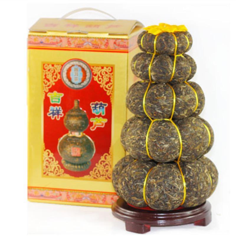 HelloYoung1000g Yunnan Pu-erh Tea Gift Craft Pu Er Tea Gourd Decoration Puer Raw Gift Tea