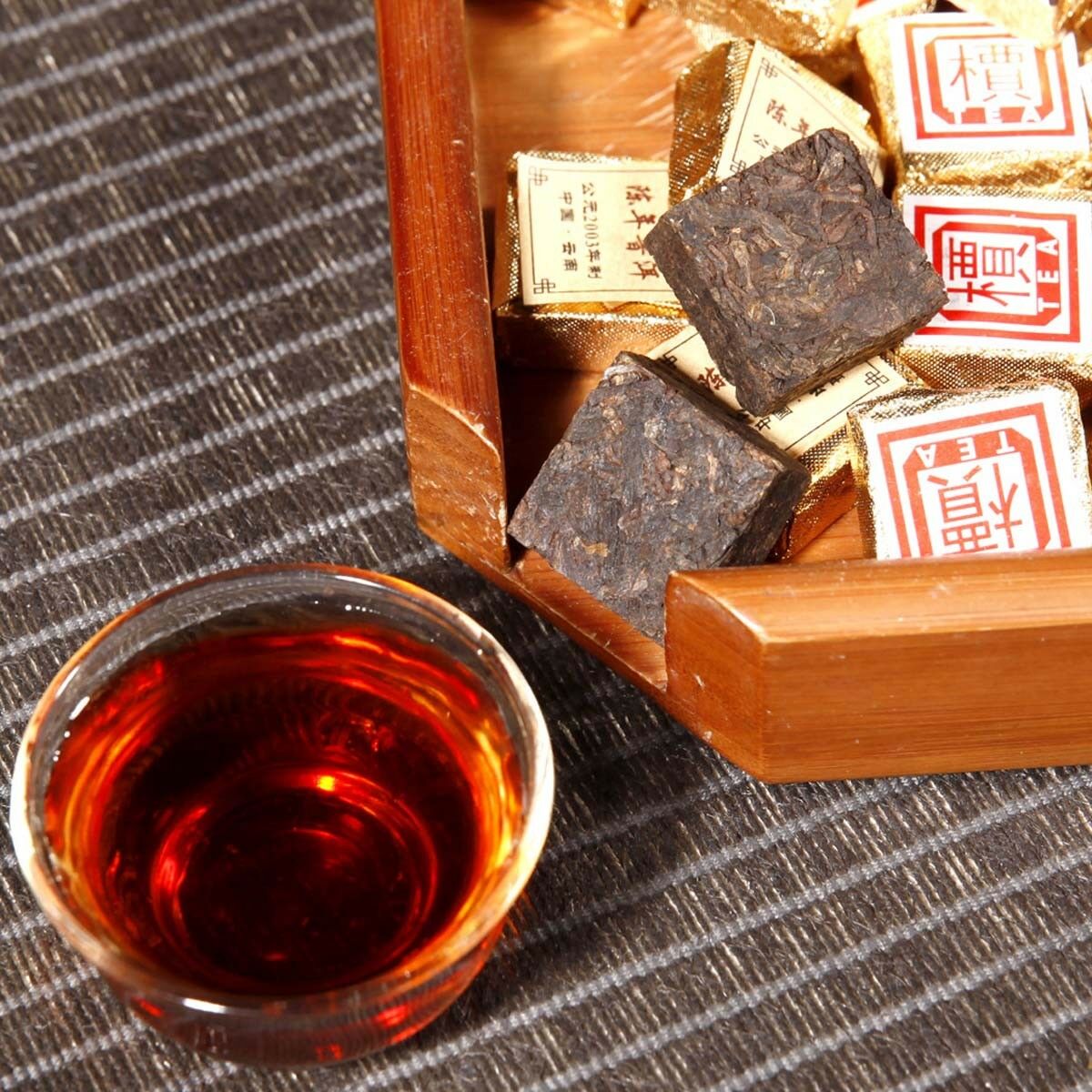 HelloYoung 50g-500g Yunnan Bulk Ripe Puerh Tea Bohai Square Mini Puer Tea Brick Tea 1Pc/Cup