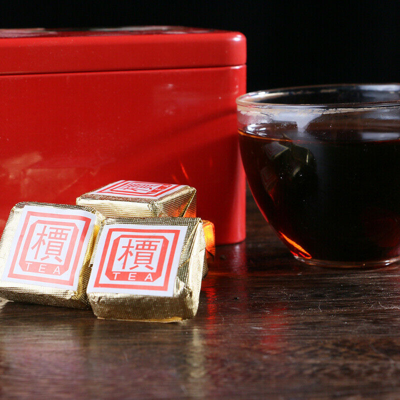 HelloYoung Small Square Brick Tea Natural Pu-Erh In Iron Box Health Care Black Tea 250g