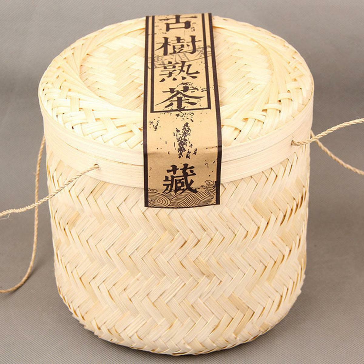 HelloYoung Ancient Tree Bamboo Basket Packing Spring Puer Tea Ripe Puerh Tea Loose Tea 800g