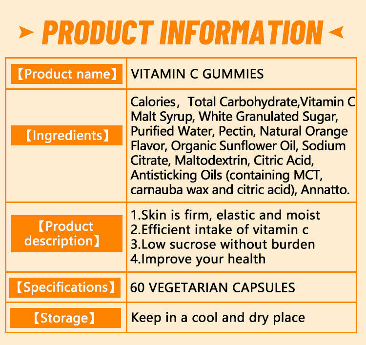 Vitamin C Vegan Gummies Natural Orange 60 Vegan Capsules