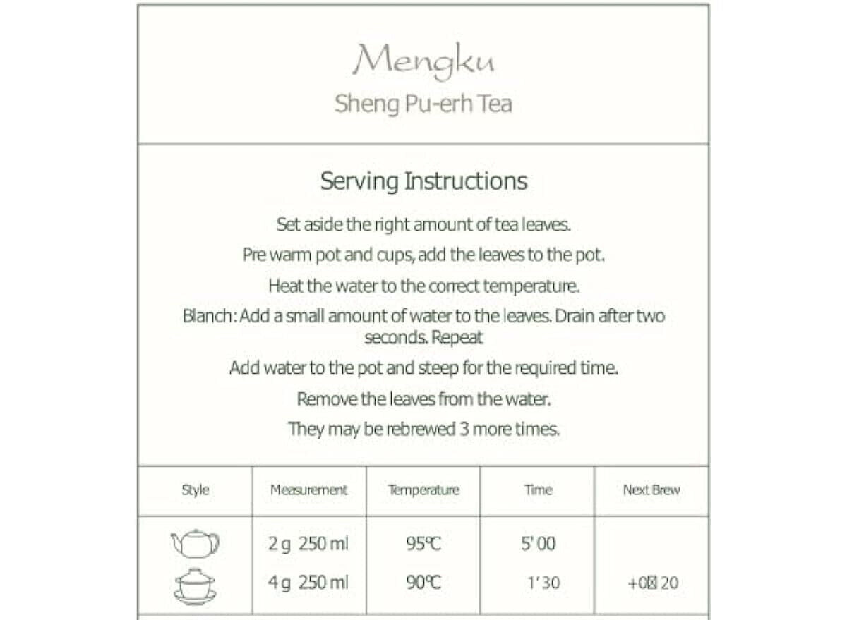 Sheng Pu er Tea Yunnan - Mengku Young Pu-erh Tea - Pu Er Or Pu-erh Red Tea -100g