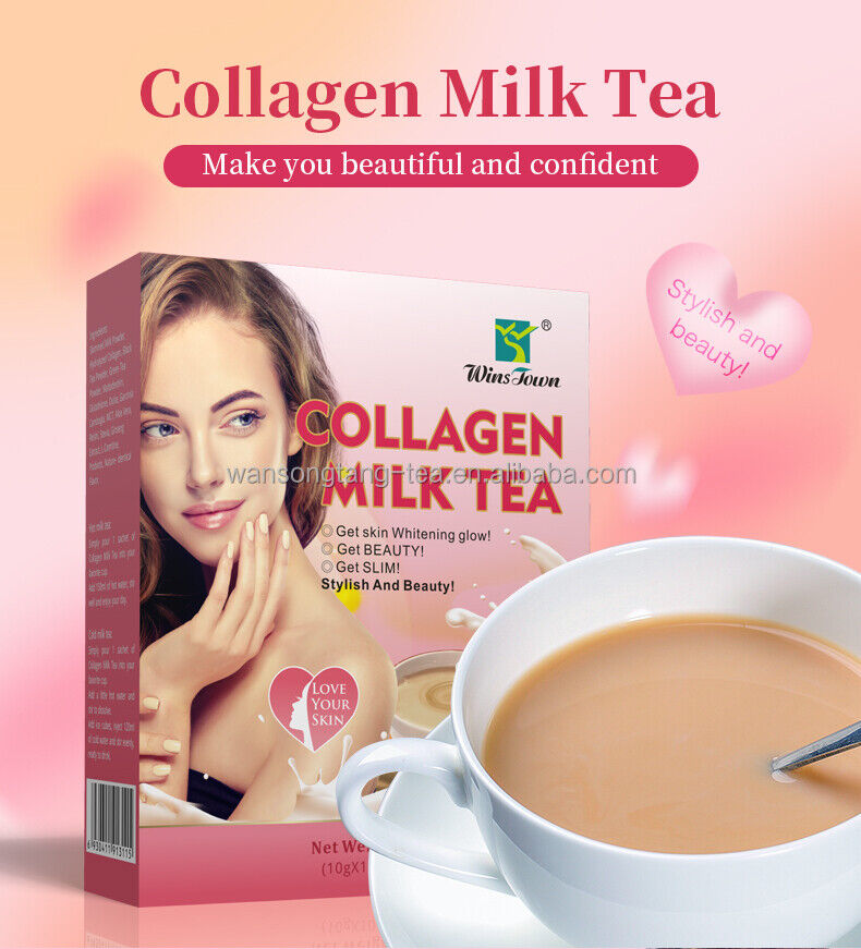 Private Label Collagen Milk Tea Glow Beauty Women Skin Whitening Tea 10g*10bags