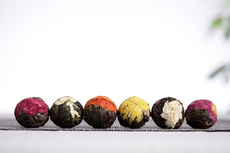 HelloYoung Yunnan Pu'er tea rose jasmine tea dragon pearl peony flower ball 6 flavors 18pcs