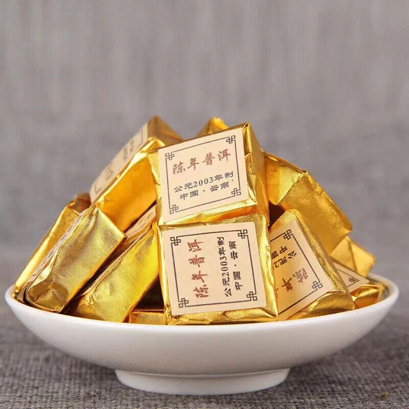 Mini Tuocha Original High Fragrance Aged Pu'er Ripe Tea Small Gold Brick 500g