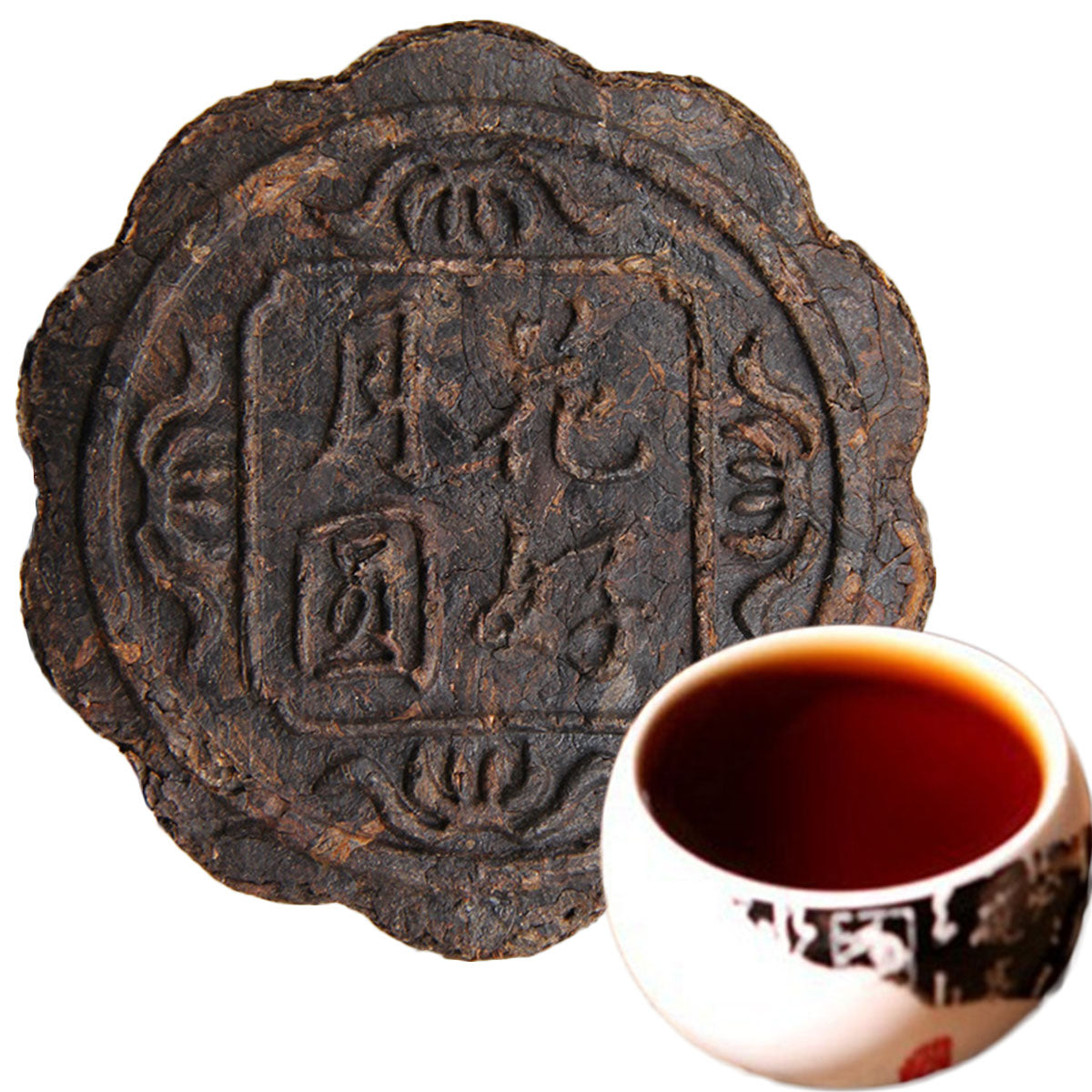 HelloYoung100g Yunnan Puerh Tea Moon Cake Flower Good Moon Round Pu Er Ripe Tea Green Food