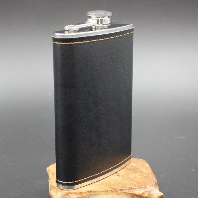 High Quality Stainless Steel 9 Oz Hip Flask Leather Whiskey Wine Bottle Retro Engraving Alcohol Pocket Flagon With Box Gifts