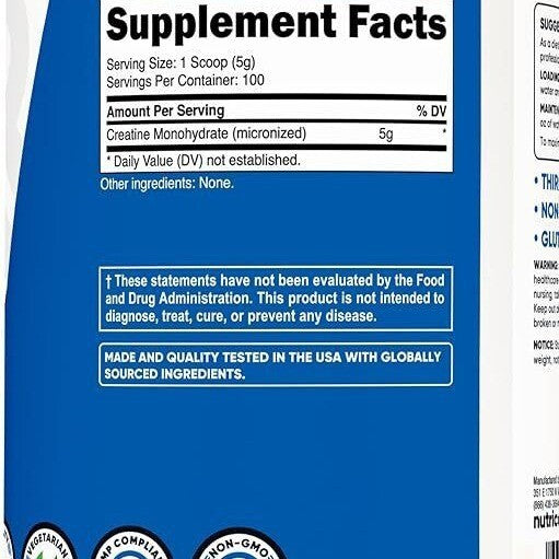 Nutricost Pure Creatine Monohydrate 500 Gram Powder