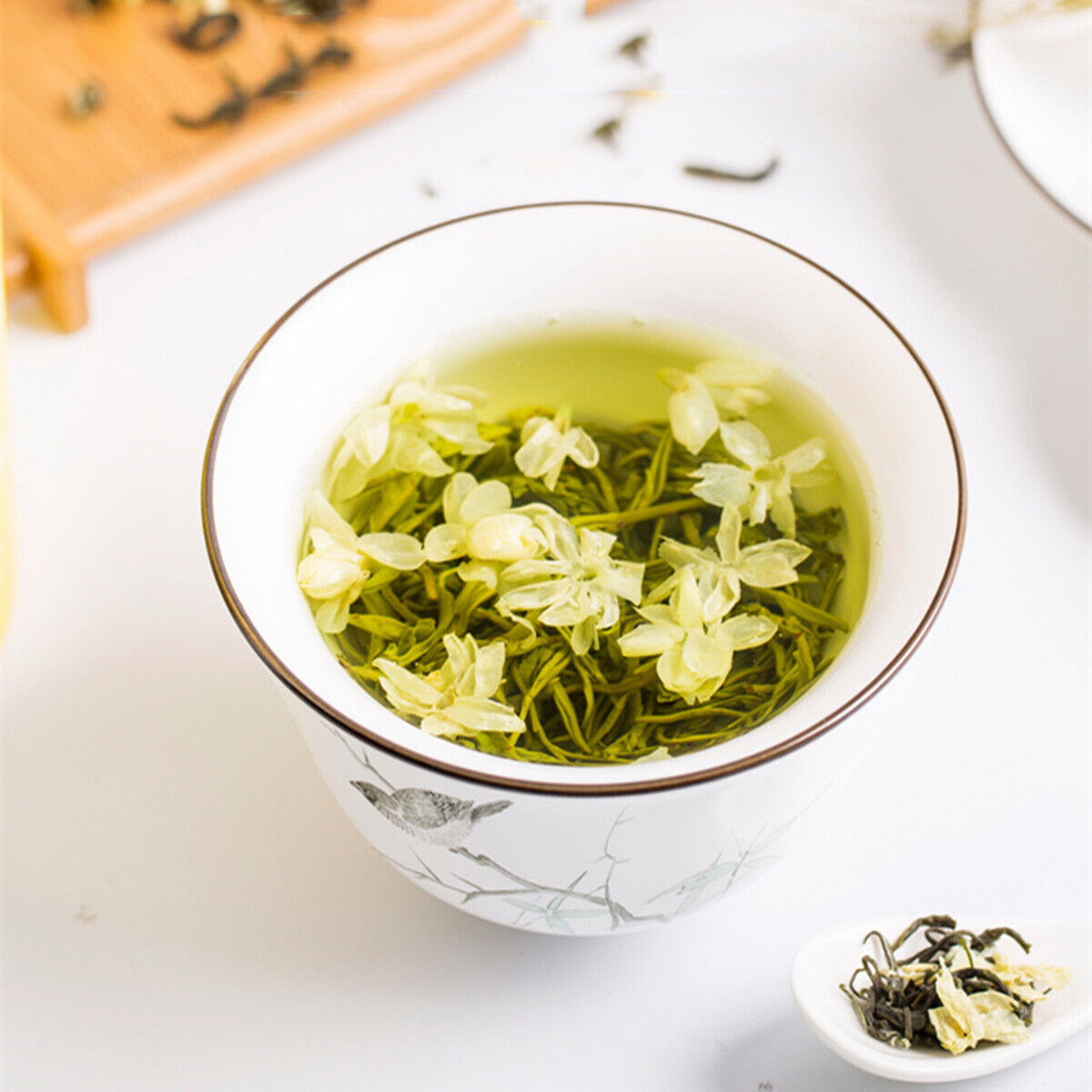 HelloYoung 50g Jasmine Flowers Green Tea Jasmine Flurries Chinese Green Tea Jasmine Flower