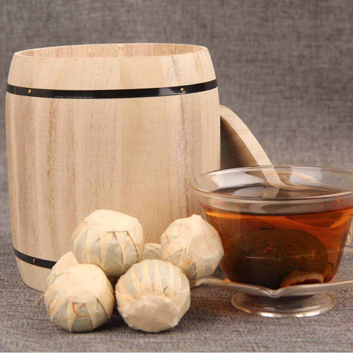 HelloYoung Puerh Tea Orange  Peel Ripe Puerh Tea Small Green Mandarin Shu Cha Barrel  250g
