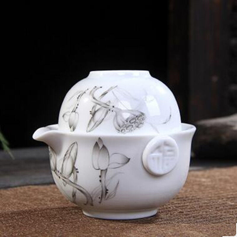 Fashion Tea set Include 1 Pot 1 Cup elegant gaiwan Beautiful and easy teapot kettle Blue and white porcelain teapot
