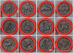 HelloYoung Zodiac Craft Pendant Decorative Gifts Organic China Yunnan Ripe Puerh Tea 12 Pcs