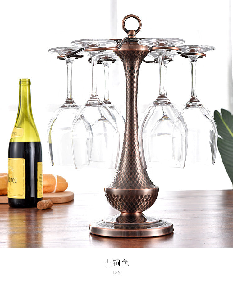 Creative Iron Wire Wine Rack Stand Hanging Drinking Glasses Stemware Rack Shelf Wine Bottle & Glass Cup Holder Display