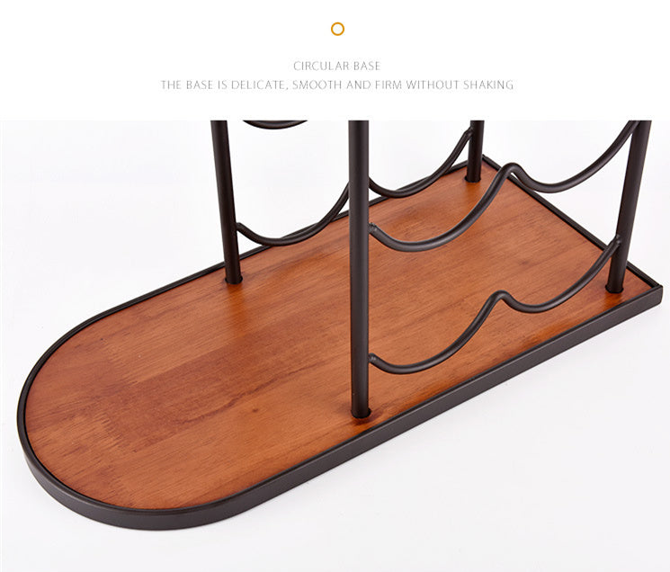 Wooden Wine Rack Crafts Iron Wine Bottle Rack Holder Display Shelf Kitchen Bar Exhibition Storage Organizer Home Decor