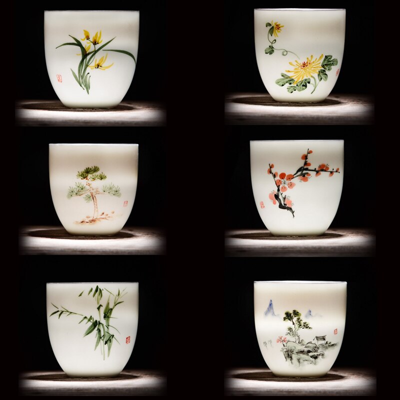 6 PCS/LotTraditional Chinese Tea Cup Ceramic Advanced Porcelain Tea Set Accessories Teacups Drinkware Dropshipping
