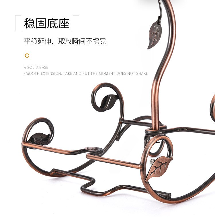 Iron Wire Maple Leaf Hollow Wine Rack Stand Hanging Drinking Glasses Stemware Rack Shelf Wine Bottle & Glass Cup Holder Display