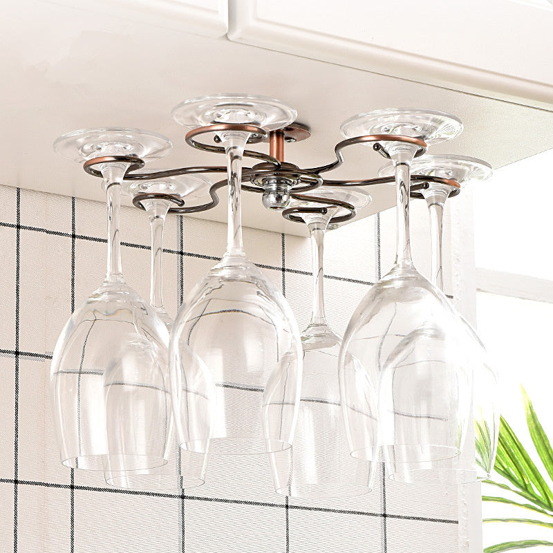 Stainless Steel Wine Rack Round Wine Glass Rack High Glass Rack Cabinet Wall Hanging Storage Box Wine Cabinet Decoration