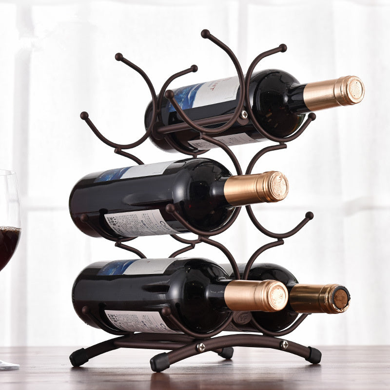 Creative European Retro Wrought Iron Wine Rack Home Desktop Decoration Rack Bar Wine Cellar Bar Supplies Home Furnishing