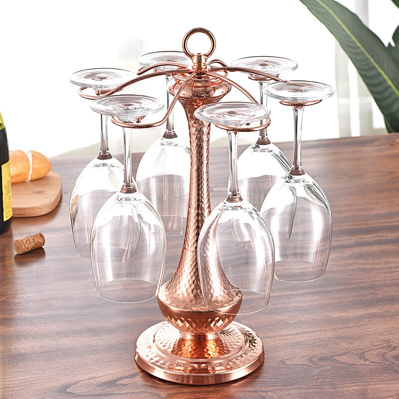 Creative Iron Wire Wine Rack Stand Hanging Drinking Glasses Stemware Rack Shelf Wine Bottle & Glass Cup Holder Display