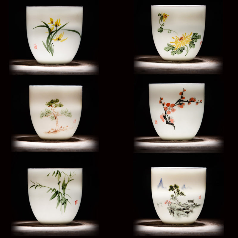 6 PCS/LotTraditional Chinese Tea Cup Ceramic Advanced Porcelain Tea Set Accessories Teacups Drinkware Dropshipping