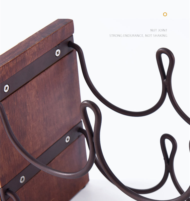 Solid Wood Double Layer Red Wine Rack Wrought Iron Restaurant Decoration Wine Frame Stacking Wine Bar Bottle Storage Rack