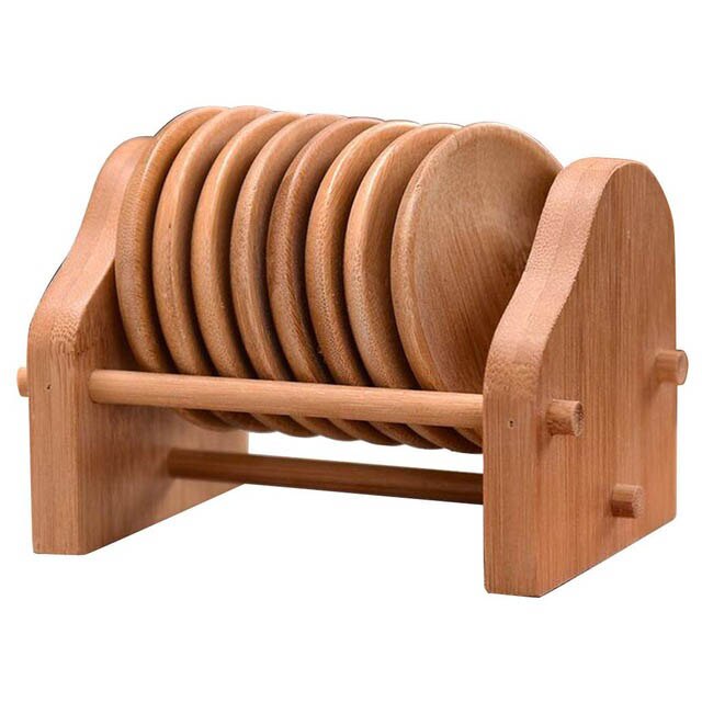 High Quality Bamboo Coaster and Holder Set Home Office Meeting Room Mugs Drinking Cup Mat Kung fu Tea Set Accessories
